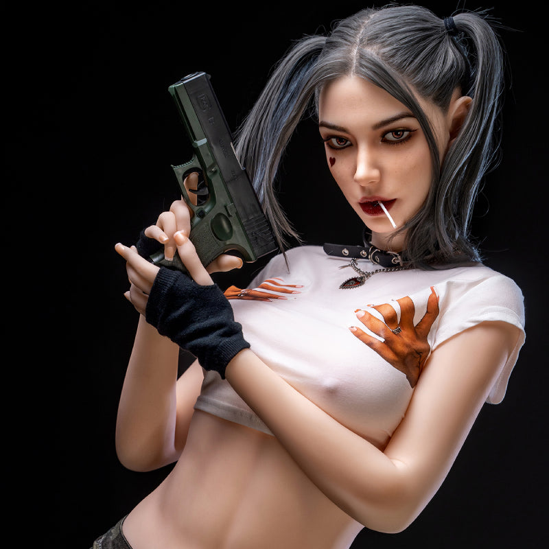 Bridget 173cm Big Tits Cool Girl Sex Doll Harley Quinn Movable Jaw【Silicone Head + Tpe Body】