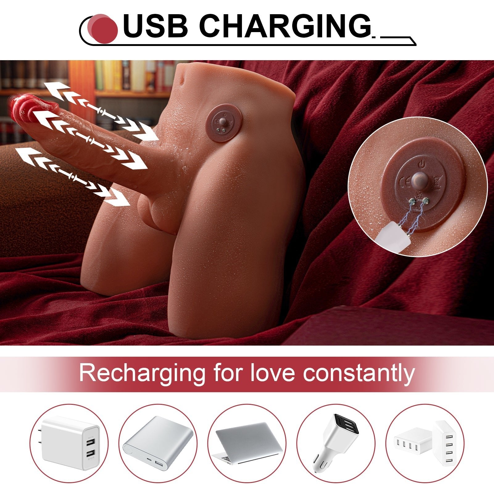 【Free Lube!】Eronight 7 Inch Thrusting Vibrating Dildo Brown Realistic Butt
