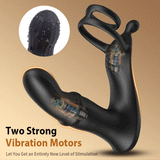 【Free Lube】Thrusting Prostate Massager With Double Cock Rings Non-Toxic & Worry-Free