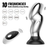 Aluminum 10 Vibrating Remote Control Anal Vibrator with Suction Base