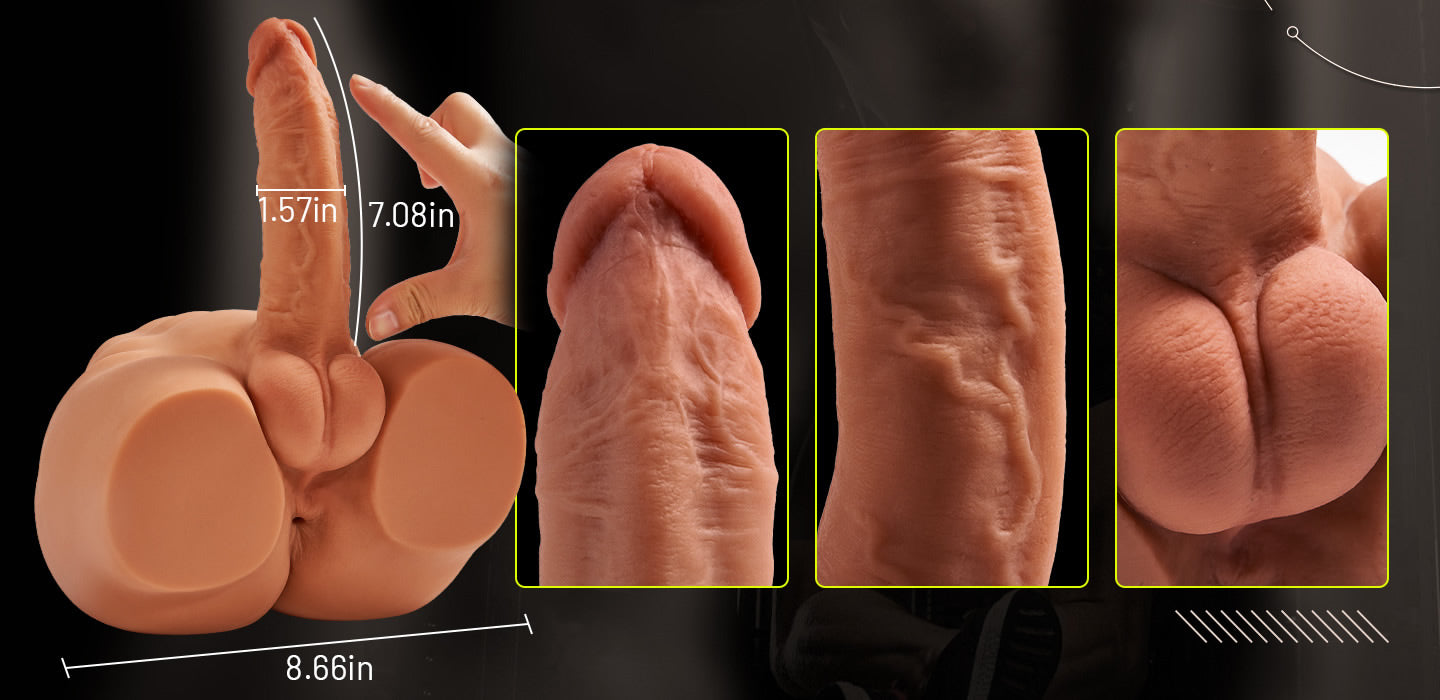 Unisex Doll Huge & Flexible Dildo with Abdominal Muscles and Tight Anal for Solo Couples Sex Fun