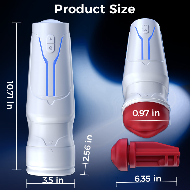 [6.35 IN Depth] F01 Valkyrx 6 Suction 9 Vibration Red Lip Extra Weight Inner Sleeve Masturbators