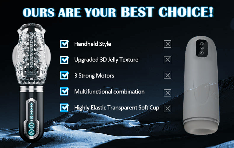 【Beginner’s Choice】Amber- 5 Telescopic Rotation Masturbation Cup 7 Vibrating Oral Sex Handheld Masturbator