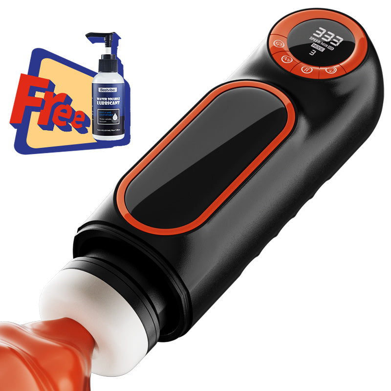 [Free Lube] LCD Sucking Thrusting Vibrating Male Masturbator male sex toys