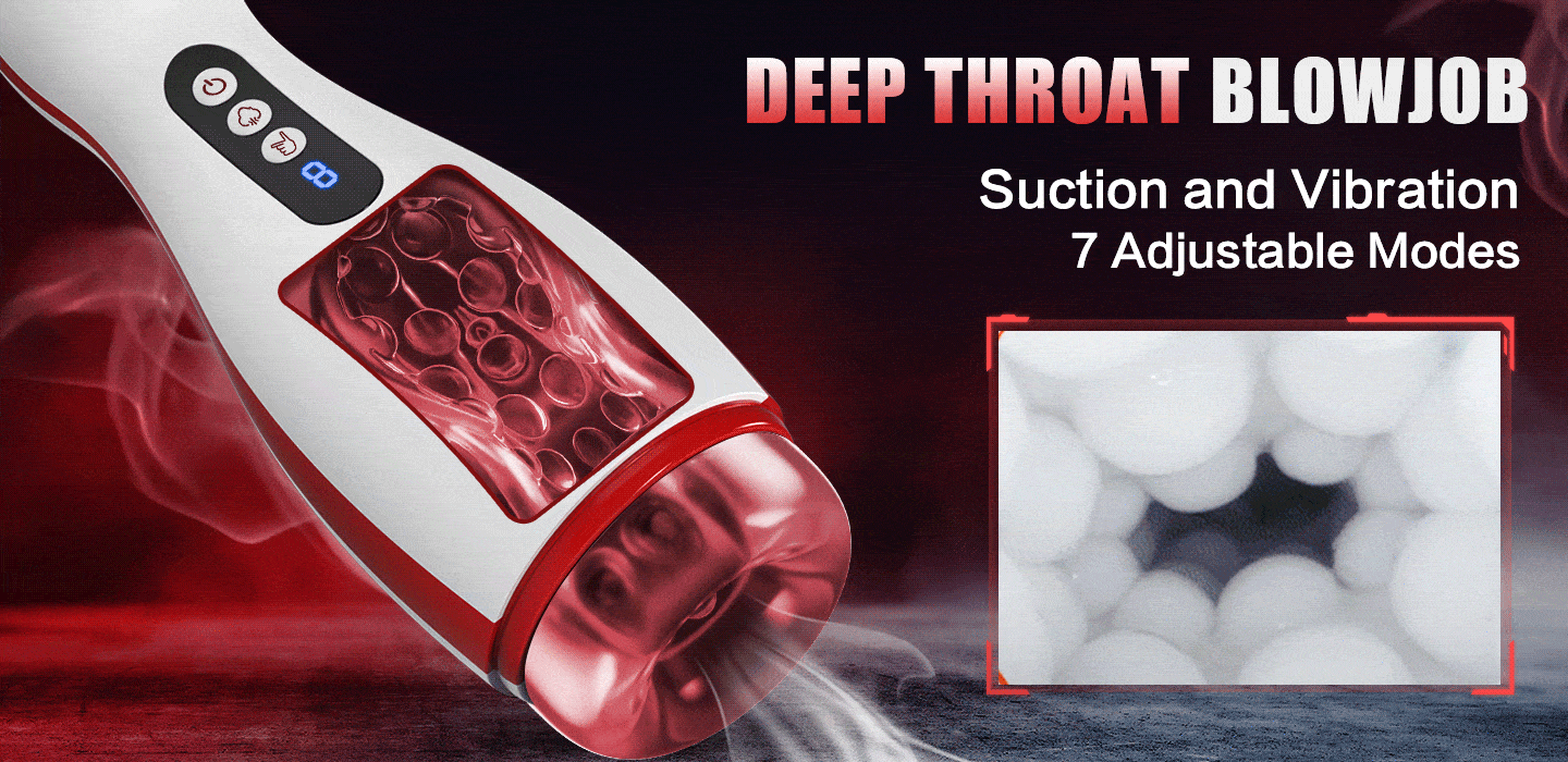 【FREE SHIPPING】Kama 7 Adjustable Sucking Vibrating Deepthroat Blowjob Masturbator Pocket Pussy
