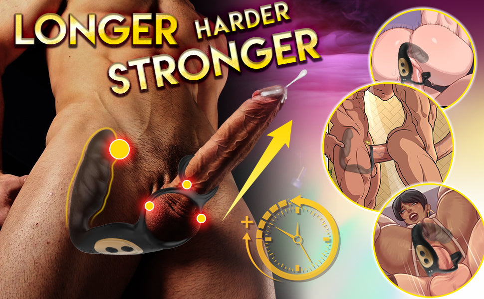 【Free Lube 150ml】7 Pulsing & 12 Vibrating Prostate Massager with Dual Cock Ring