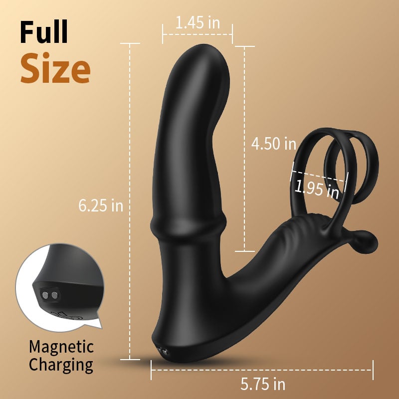 【Free Lube】Thrusting Prostate Massager With Double Cock Rings Non-Toxic & Worry-Free
