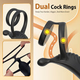 【Free Lube】Thrusting Prostate Massager With Double Cock Rings Non-Toxic & Worry-Free