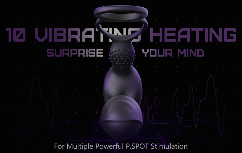 10 Vibrations Heating Function Versatile Anal Plug with Dual Cock Ring